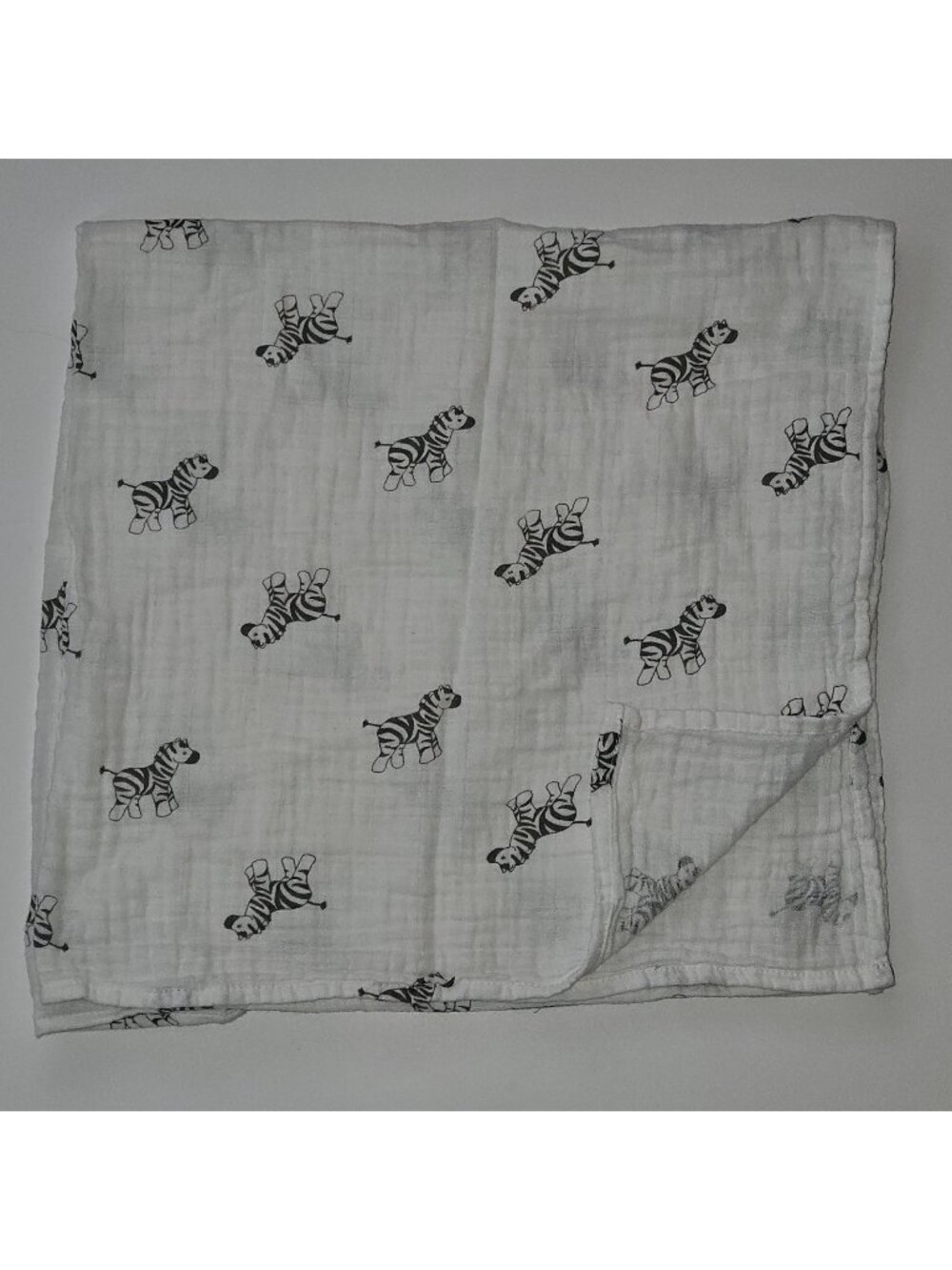 Amazing Baby Zebra Muslin Swaddle Blanket 100% Cotton White Gray 32x32